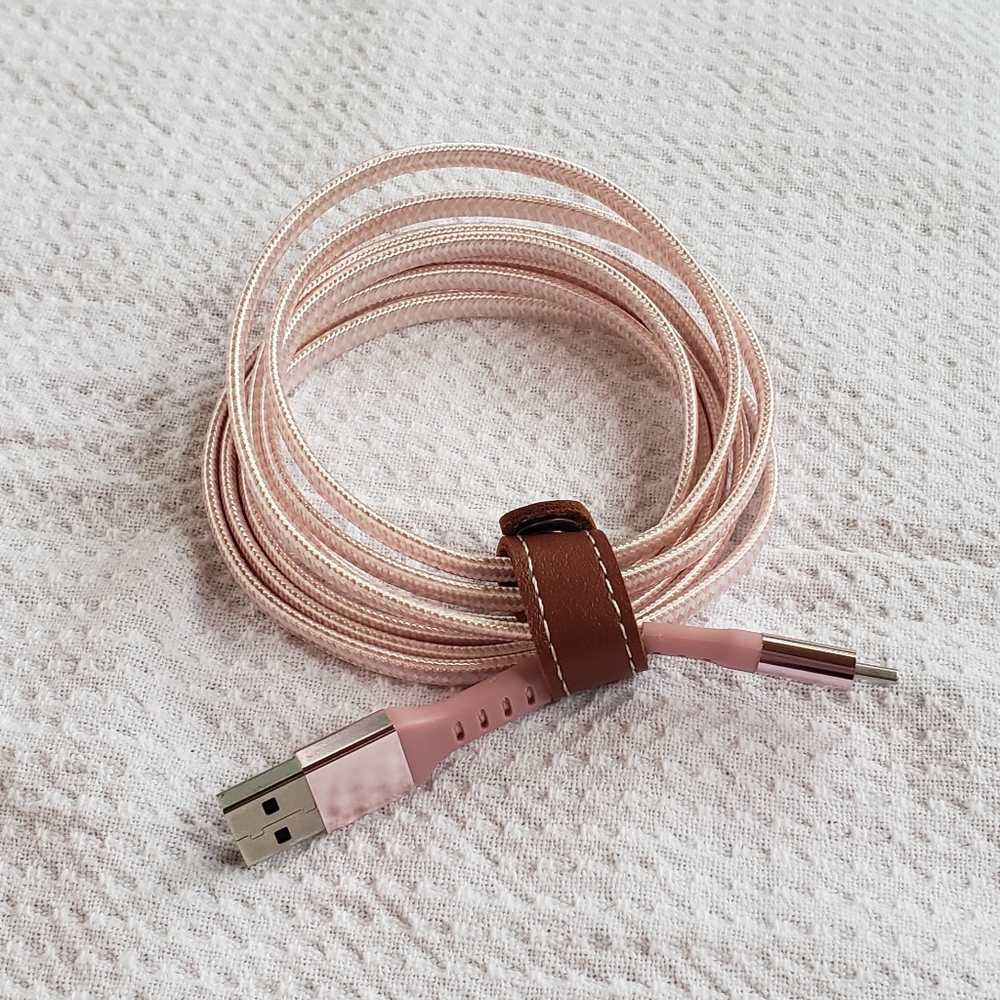 6' Type C USB Charger High Quality Braided Cable Barbie Pink High-speed